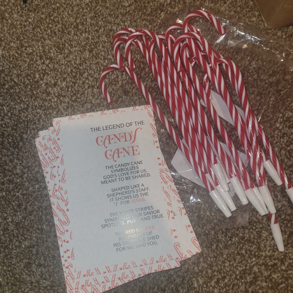 🐣 Candy Cane Pen Party Favor Set - Red and White